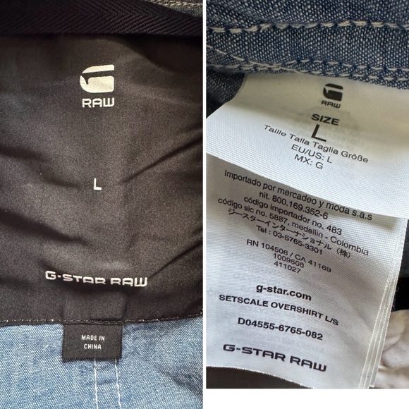 G-STAR Setscale Overshirt Full Zip Unlined L/S Jacket Zip Pockets Size Large - Picture 5 of 11